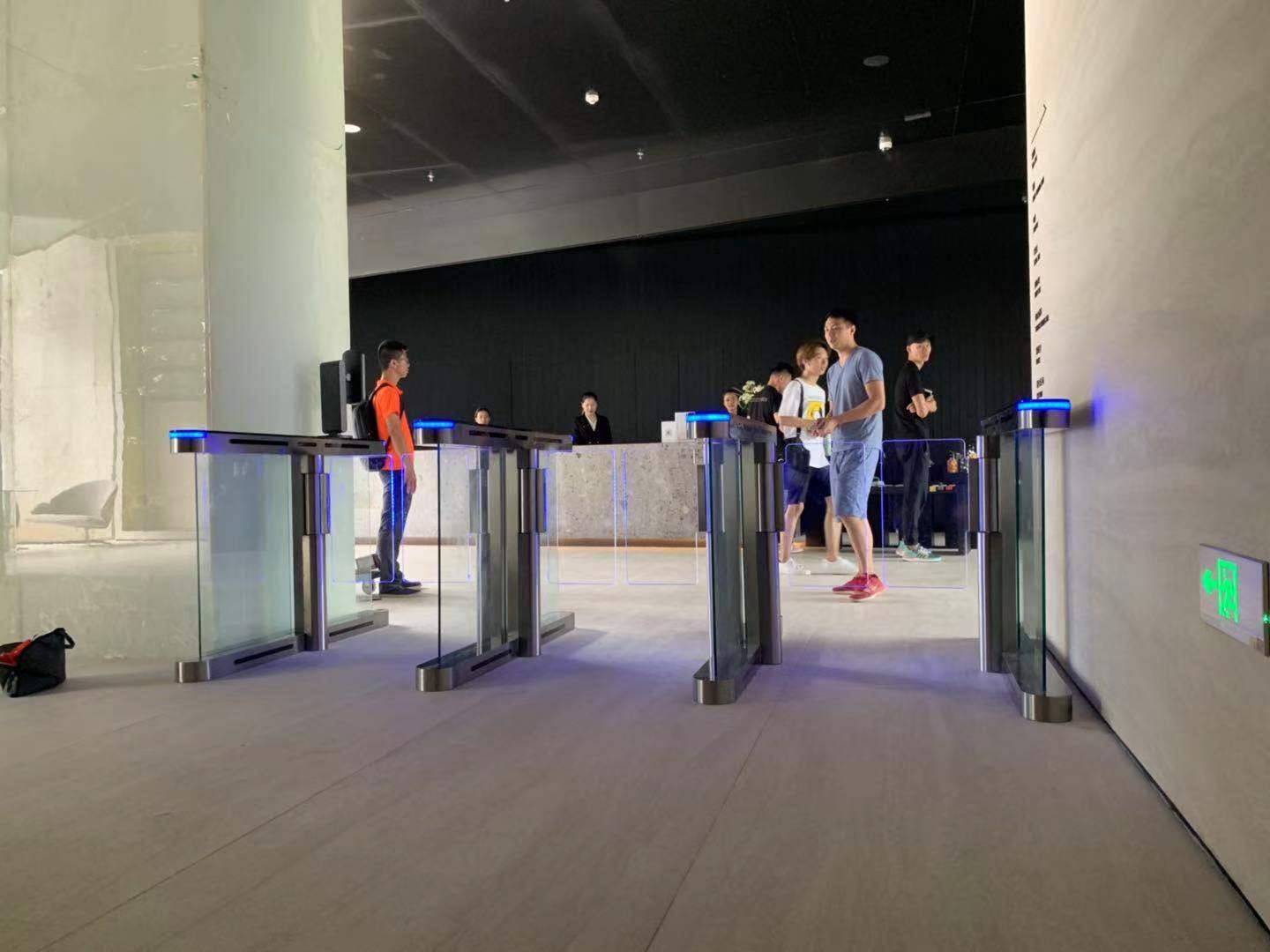 TJ-ST602 Face Recognition Glass Speed Gates at Shenzhen Nanshan Qiaochengfang
